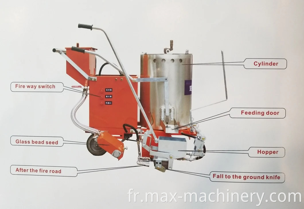 Machine de marquage de marquage de la ligne de route thermoplastique à fusion à mouches à chaud